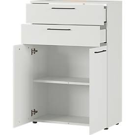 Aktenschrank Agenda, 3 OH, 2 Schubladen, B 800 x T 400 x H 1200, lichtgrau