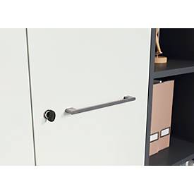 Aktenschrank Agenda, 5 OH, B 800 x H 1970 x T 400 mm, 2 offene Fächer, abschließbar, lichtgrau