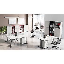 Aktenschrank Agenda, 5 OH, B 800 x H 1970 x T 400 mm, 2 offene Fächer, abschließbar, lichtgrau