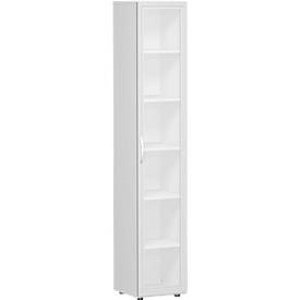 Aktenschrank ALICANTE, 6 Ordnerhöhen, 5 Böden, Glastür rechts, B 400 x T 400 x H 2160 mm,
