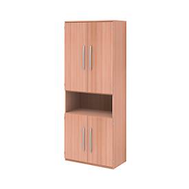 Aktenschrank BARI, 6 Ordnerhöhen, 3 Böden, 1 offenes Fach, B 819 x T 430 x H 2174 mm, diverse Dekore