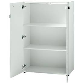 Aktenschrank MONTERIA, Front & Abdeckplatte aus Glas, abschließbar, 3 OH, B 800 x T 370 x H 1200 mm, weiß