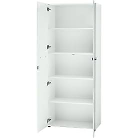 Aktenschrank MONTERIA, Front aus Glas, abschließbar, 5 OH, B 800 x T 370 x H 1960 mm, weiß