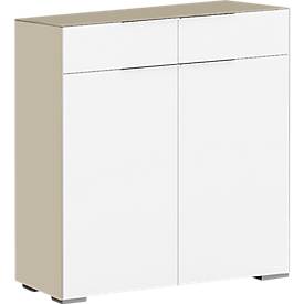 Aktenschrank Nizza, Glasschrank, 2 Schubladen + 2 Ordnerhöhen, B 800 x H 919 mm