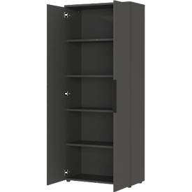 Aktenschrank Porto, 4 Türen und 2 Einlegeböden, 5 OH, B 810 x T 400 x H 1970 mm, graphit