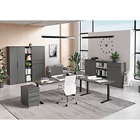 Aktenschrank Porto, 4 Türen und 2 Einlegeböden, 5 OH, B 810 x T 400 x H 1970 mm, graphit