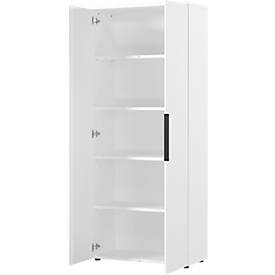 Aktenschrank Porto, 4 Türen und 2 Einlegeböden, 5 OH, B 810 x T 400 x H 1970 mm, weiß