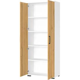 Aktenschrank Profi 2.0, 4 Einlegeböden, 5 OH, B 800 x T 400 x H 2000 mm, Grandson-Eiche/weiß
