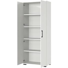 Aktenschrank Profi 2.0, 4 Einlegeböden, 5 OH, B 800 x T 400 x H 2000 mm, lichtgrau
