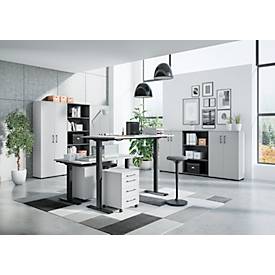 Aktenschrank Profi 2.0, 4 Einlegeböden, 5 OH, B 800 x T 400 x H 2000 mm, lichtgrau