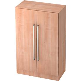 Aktenschrank TARVIS, mit Griff ohne Schloss, 3 Ordnerhöhen, B 800 x T 420 x H 1270 mm, Nussbaum-Dekor