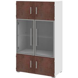 Aktenschrank TEQSTYLE, 4 OH, 1 Glasboden, B 800 x T 419 x H 1465 mm