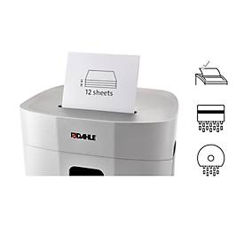 Aktenvernichter Dahle PaperSAFE® 260, Partikelschnitt 4 x 12 mm, P-4, 25 l, 1-12 Blatt Schnittleistung, mit Rollen, grau