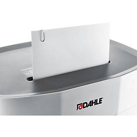 Aktenvernichter Dahle PaperSAFE® 380, Partikelschnitt 4 x 12 mm, P-4, 25 l, 1-15 Blatt Schnittleistung, mit Rollen, grau