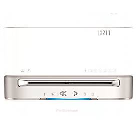 Aktenvernichter Fellowes® Microshred LX 211, Mikropartikelschnitt 2 x 12 mm, P-5, 23 l, 15 Blatt Schnittleistung, mit Rollen, weiß