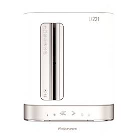 Aktenvernichter Fellowes® Microshred LX 221, Mikropartikelschnitt 2 x 12 mm, P-5, 30 l, 20 Blatt Schnittleistung, mit Rollen, weiß