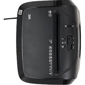 Aktenvernichter Fellowes Powershred® 12C Cross Cut, Partikelschnitt, P-4, Auffangbehälter, schwarz