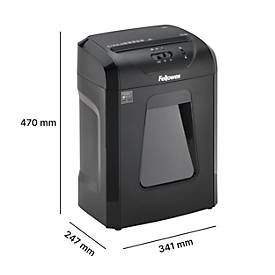 Aktenvernichter Fellowes Powershred® 12C Cross Cut, Partikelschnitt, P-4, Auffangbehälter, schwarz