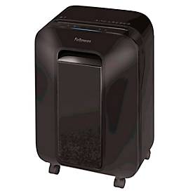 Aktenvernichter Fellowes® Powershred LX 200, Partikelschnitt 4 x 12 mm, P-4, 22 l, 12 Blatt Schnittleistung, mit Rollen, schwarz