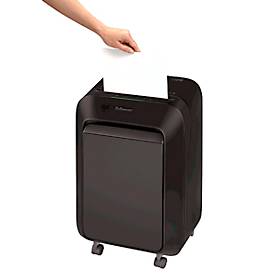 Aktenvernichter Fellowes® Powershred LX 210, Partikelschnitt 4 x 12 mm, P-4, 23 l, 16 Blatt Schnittleistung, mit Rollen, schwarz