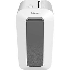 Aktenvernichter Fellowes® Powershred LX 65, Partikelschnitt 4 x 40 mm, P-4, 22 l, 10 Blatt Schnittleistung, weiß