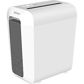 Aktenvernichter Fellowes® Powershred LX 65, Partikelschnitt 4 x 40 mm, P-4, 22 l, 10 Blatt Schnittleistung, weiß