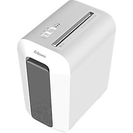Aktenvernichter Fellowes® Powershred LX 65, Partikelschnitt 4 x 40 mm, P-4, 22 l, 10 Blatt Schnittleistung, weiß