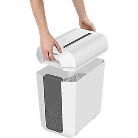 Aktenvernichter Fellowes® Powershred LX 65, Partikelschnitt 4 x 40 mm, P-4, 22 l, 10 Blatt Schnittleistung, weiß