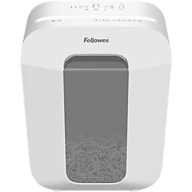 Aktenvernichter Fellowes® Powershred LX50, Partikelschnitt 4 x 37 mm, P-4, 17 l, 9 Blatt Schnittleistung, Sicherheitsstopp, weiß