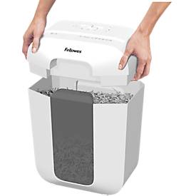 Aktenvernichter Fellowes® Powershred LX50, Partikelschnitt 4 x 37 mm, P-4, 17 l, 9 Blatt Schnittleistung, Sicherheitsstopp, weiß