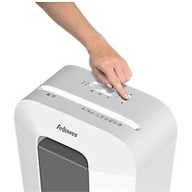 Aktenvernichter Fellowes® Powershred LX50, Partikelschnitt 4 x 37 mm, P-4, 17 l, 9 Blatt Schnittleistung, Sicherheitsstopp, weiß