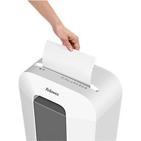 Aktenvernichter Fellowes® Powershred LX50, Partikelschnitt 4 x 37 mm, P-4, 17 l, 9 Blatt Schnittleistung, Sicherheitsstopp, weiß