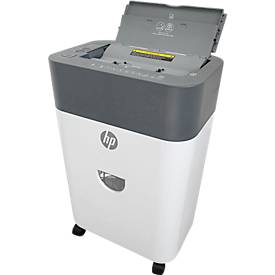 Aktenvernichter HP OneShred Auto 100CC, Sicherheitsstufe P-4, Partikelschnitt 4,3 x 12 mm, 100 Blatt, grau/weiß
