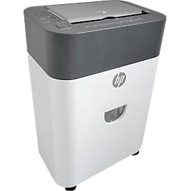 Aktenvernichter HP OneShred Auto 100CC, Sicherheitsstufe P-4, Partikelschnitt 4,3 x 12 mm, 100 Blatt, grau/weiß