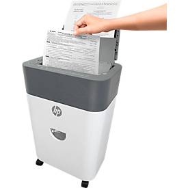 Aktenvernichter HP OneShred Auto 100CC, Sicherheitsstufe P-4, Partikelschnitt 4,3 x 12 mm, 100 Blatt, grau/weiß