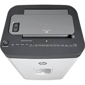 Aktenvernichter HP OneShred Auto 200CC, Sicherheitsstufe P-4, Partikelschnitt 4,3 x 12 mm, 200 Blatt, grau/weiß