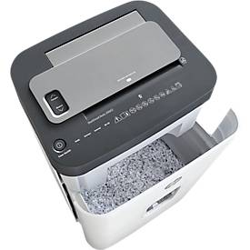 Aktenvernichter HP OneShred Auto 200CC, Sicherheitsstufe P-4, Partikelschnitt 4,3 x 12 mm, 200 Blatt, grau/weiß