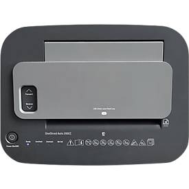 Aktenvernichter HP OneShred Auto 200CC, Sicherheitsstufe P-4, Partikelschnitt 4,3 x 12 mm, 200 Blatt, grau/weiß