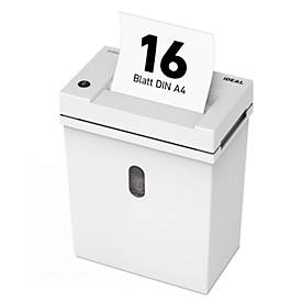 Aktenvernichter Ideal Shredcat 8200, Streifenschnitt 4 mm, P-2, 21 l, 16 Blatt Schnittleistung, grau