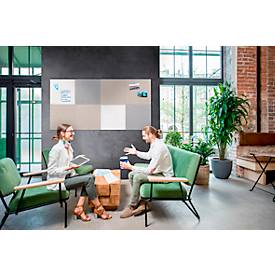 Akustik-Pinboard Wall Up, Absorptionsklasse B, Stärke 20 mm, Textil & Recycling-PET, grau oder beige, diverse Größen