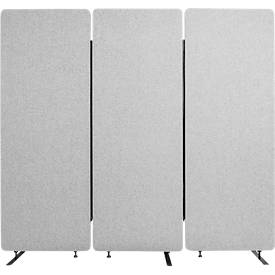 Akustik-Raumteiler Luxor, 3 Paneele, mit Standfüßen, ca. 19 kg, Gesamtmaße B 1830 x T 35 x H 1680 mm, recycelte Materialien, hellgrau