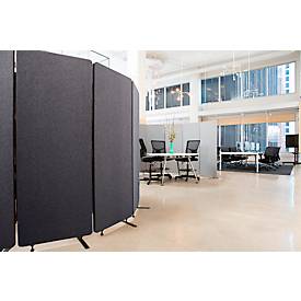Akustik-Raumteiler Luxor, 3 Paneele, mit Standfüßen, ca. 19 kg, Gesamtmaße B 1830 x T 35 x H 1680 mm, recycelte Materialien, hellgrau