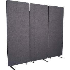 Akustik-Raumteiler Luxor, 3 Paneele, mit Standfüßen, ca. 19 kg, Gesamtmaße B 1830 x T 35 x H 1680 mm, recycelte Materialien, schiefergrau