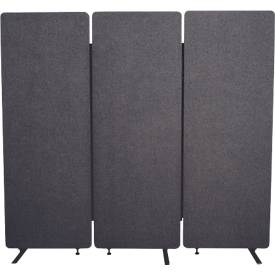 Akustik-Raumteiler Luxor, 3 Paneele, mit Standfüßen, ca. 19 kg, Gesamtmaße B 1830 x T 35 x H 1680 mm, recycelte Materialien, schiefergrau