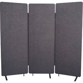 Akustik-Raumteiler Luxor, 3 Paneele, mit Standfüßen, ca. 19 kg, Gesamtmaße B 1830 x T 35 x H 1680 mm, recycelte Materialien, schiefergrau
