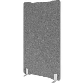 Akustik-Stellwand, freistehend, Schallabsorberklasse C, B 1000 x T 25 x H 1800 mm, Schallschutzvlies, grau-meliert