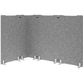 Akustik-Stellwand, freistehend, Schallabsorberklasse C, B 1000 x T 25 x H 1800 mm, Schallschutzvlies, grau-meliert