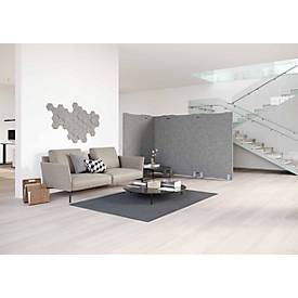 Akustik-Stellwand, freistehend, Schallabsorberklasse C, B 1000 x T 25 x H 1800 mm, Schallschutzvlies, grau-meliert