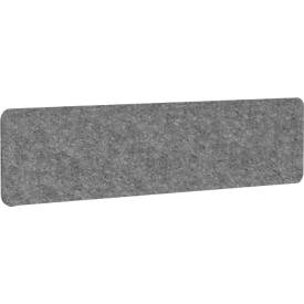 Akustik Tischtrennwand AKUSTIX Vario, Schallabsorptionsklasse B, Stärke 18 mm, ohne Klemmen, B 1600 x H 400 mm, PET-Filz, grau