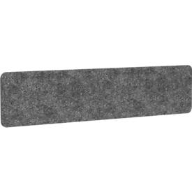 Akustik Tischtrennwand AKUSTIX Vario, Schallabsorptionsklasse B, Stärke 18 mm, ohne Klemmen, B 1800 x H 400 mm, PET-Filz, grau